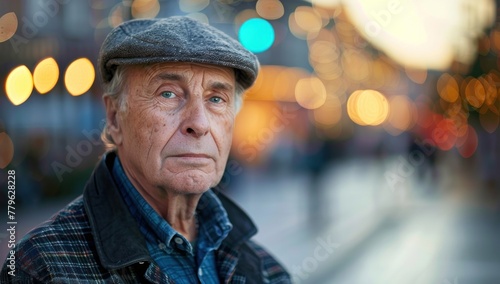 Wise Gaze of Experience: A Senior's Portrait in the City - Generative AI