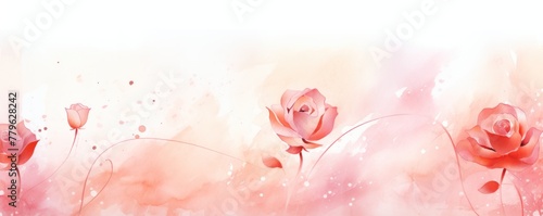 Rose watercolor light background natural paper texture abstract watercolur Rose pattern splashes aquarelle painting white copy space for banner design, greeting card © Michael