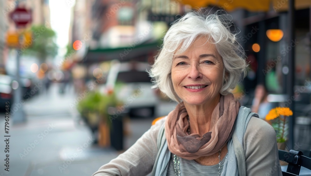 Senior Lady's Joyful Urban Retreat Generative AI Senior Lady's Joyful Urban Retreat Generative AI