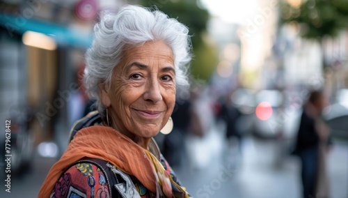 Graceful Elegance in the City: Senior Woman's Chic Urban Portrait Generative AI.
