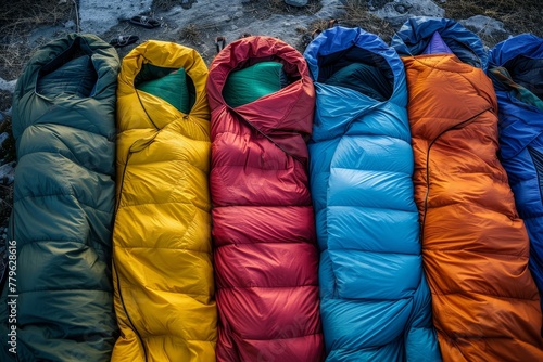 Multiple sleeping bags colors