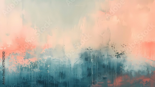 Muted coral and sky blue merge in a subtle and calming abstract display, capturing the essence of a serene sunrise. photo