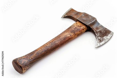 Old isolated axe with wood handle