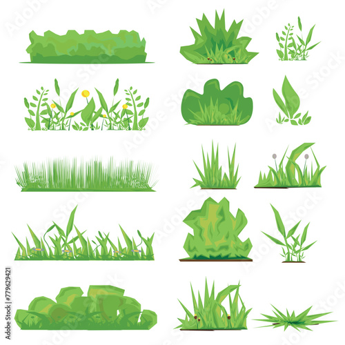 Set of Grass vector elements on a white background