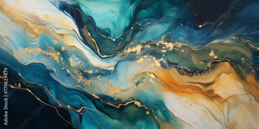 background of abstract rainbow colors of tiffany, white and gold .