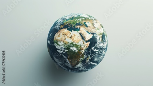 A 3D, high-res aerial view of Earth, highlighting intricate patterns on a clean white background
