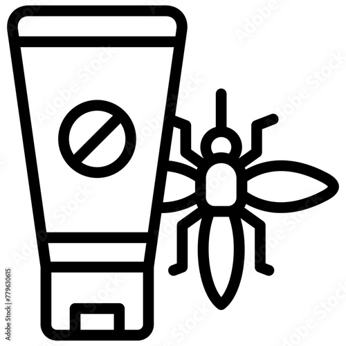mosquito lotion medicine icon illustration design with outline