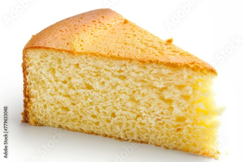 Plain sponge cake on white background