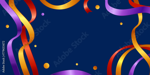 Hispanic heritage month background. Vector web banner, poster, card for social media, networks. Greeting national Hispanic heritage month, pattern on blue background with ribbons.