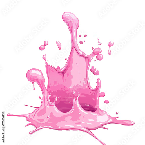 slime pink Splashes on the floor cartoon style