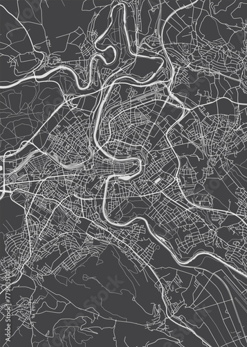 City map Bern, monochrome detailed plan, vector illustration © max_776