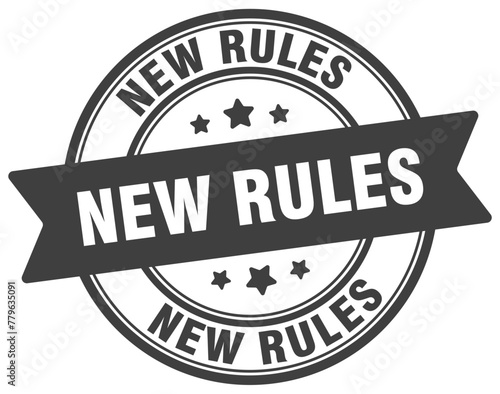 new rules stamp. new rules label on transparent background. round sign