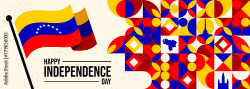Happy Venezuela Independence Day Vector Illustration on 5 July with Flags, Balloon and Confetti in Memorial Holiday Background Hand Drawn Template

