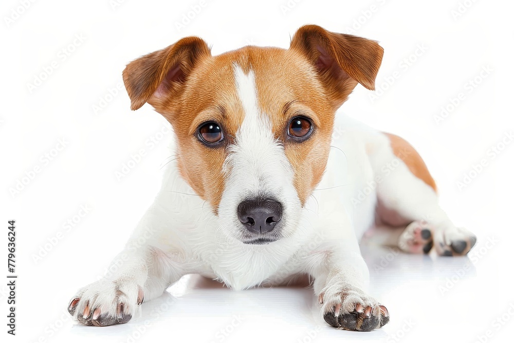 Jack Russell terrier on white background