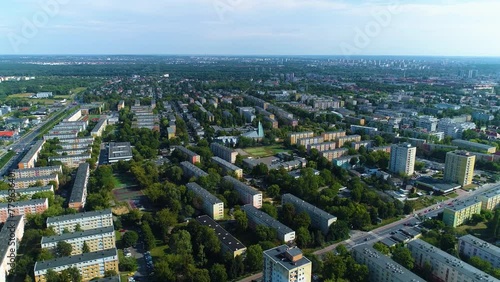 Aerial view of the beautiful Grunwald Polnoc housing estate in Poznan