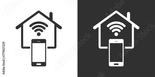 Smart home mobile phone wifi sign icon vector illustration