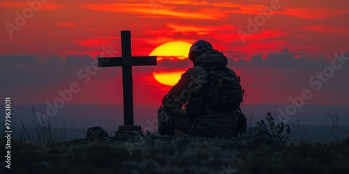 Solitude at Sunset: Contemplation by the Cross