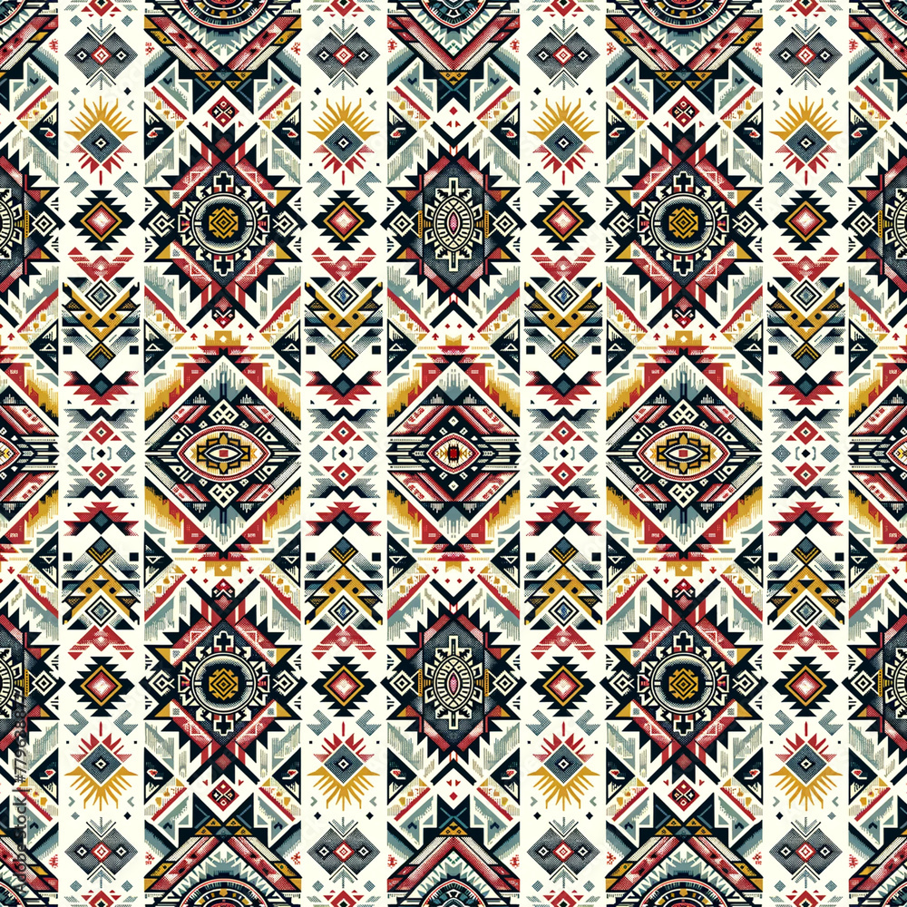 Aztec Fabric Eye Daimond ikat seamless pattern with Red and Black Aztec Fabric Eye Daimond ikat seamless pattern with Red and Black