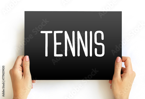 Tennis text on card, sport concept background