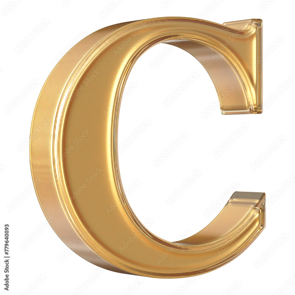 Gold 3D Letter C Font - Alphabet 3d Render Gold 3D Letter C Font - Alphabet 3d Render