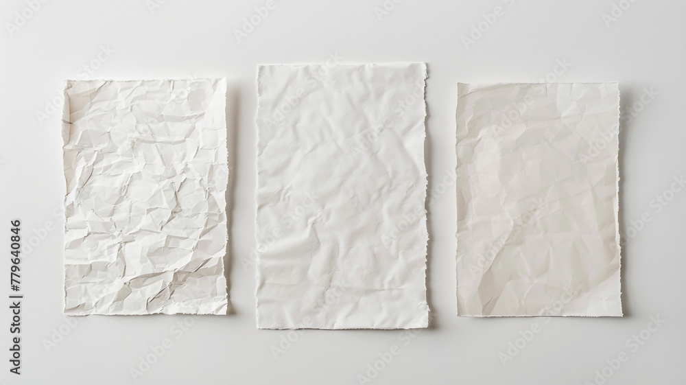 collection mockup white textured paper isolated on white background