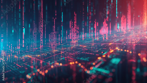 Wallpaper Mural A colorful, abstract cityscape with a lot of lights and lines Torontodigital.ca