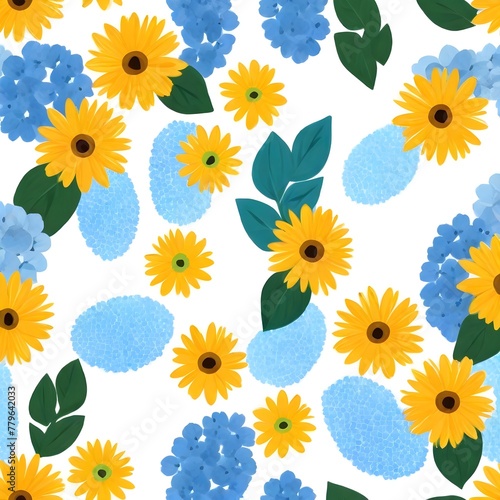 seamless pattern with sunflowers