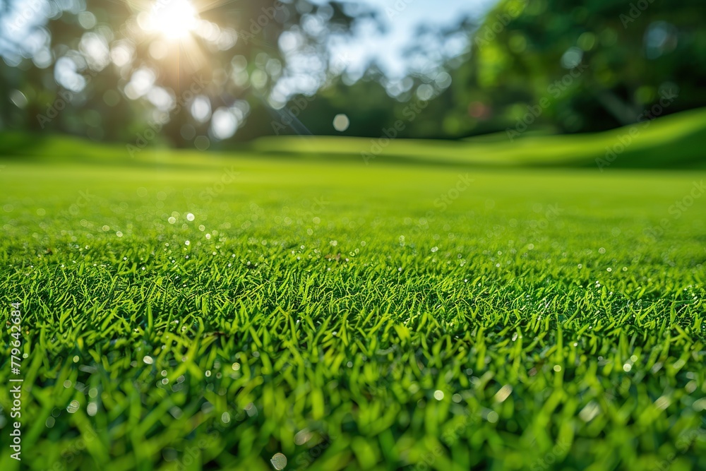 Green golf course in countryside with sunshine Green golf course in countryside with sunshine