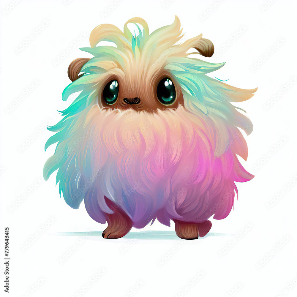Naklejka premium furry forest animal with beautiful colors and white background. with Generative AI technology 