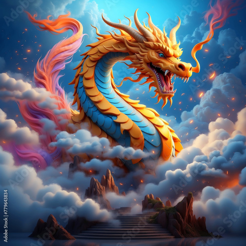 A Chinese dragon above the clouds © AMERO MEDIA