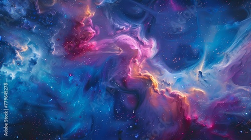 Magenta mist dancing in a symphony of colors over a captivating tapestry of celestial blue.