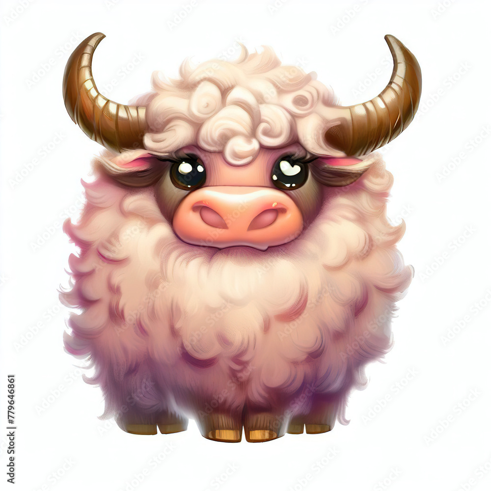 Naklejka premium furry forest animal with beautiful colors and white background. with Generative AI technology 