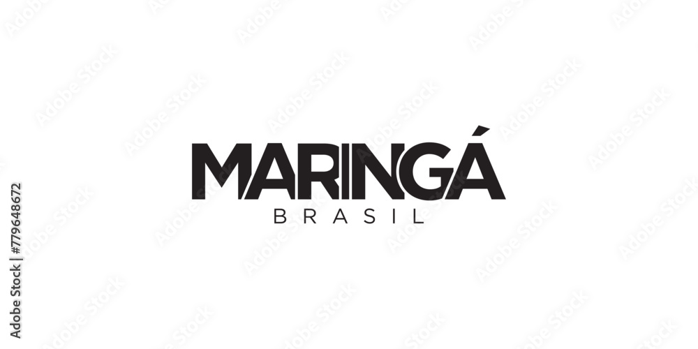 Maringa in the Brasil emblem. The design features a geometric style, vector illustration with bold typography in a modern font. The graphic slogan lettering. Maringa in the Brasil emblem. The design features a geometric style, vector illustration with bold typography in a modern font. The graphic slogan lettering.
