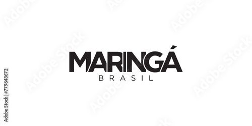 Maringa in the Brasil emblem. The design features a geometric style, vector illustration with bold typography in a modern font. The graphic slogan lettering. photo