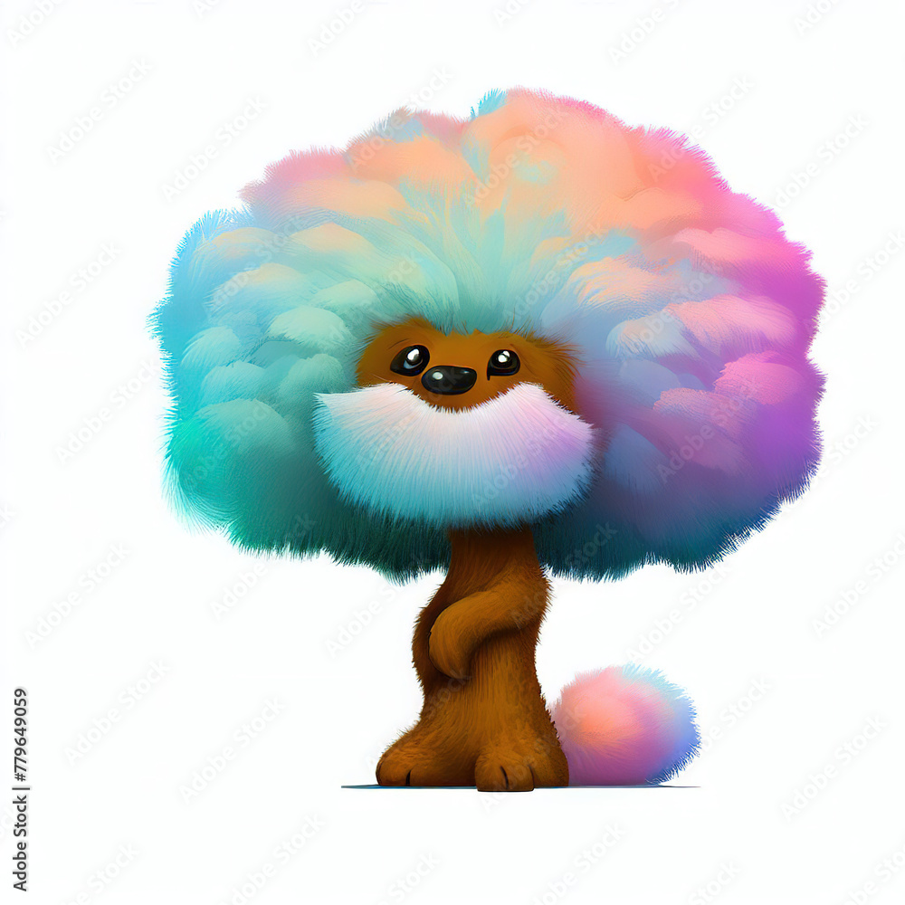 Obraz premium furry forest animal with beautiful colors and white background. with Generative AI technology 