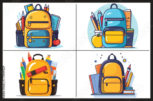 School backpack or kids schoolbag Vector illustration. Backpack Vector Illustration. Kids Backpack Vector.