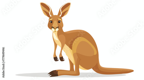 Funny kangaroo cartoon flat vector isolated on white background