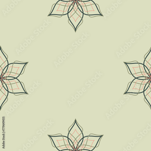 A Simple Geometric Line Art  Flowers Seamless Surface Pattern Design © Zarya