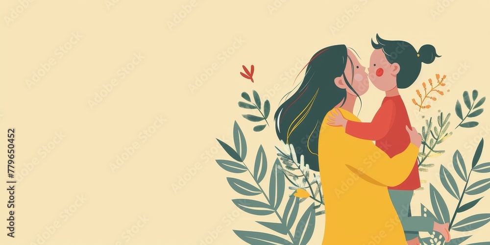 A woman is hugging a child. The woman is wearing a yellow shirt. The image is of a mother and child A woman is hugging a child. The woman is wearing a yellow shirt. The image is of a mother and child