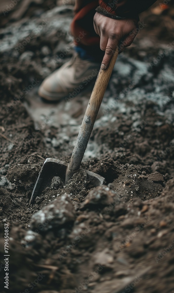 custom made wallpaper toronto digitalperson digging with a shovel in the ground.