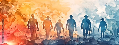 Group of workman in watercolor style.art illustration 4K Video photo