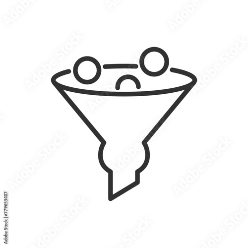 Narrow sales funnel, linear icon. Sales problem. Sales stagnation issues. Line with editable stroke
