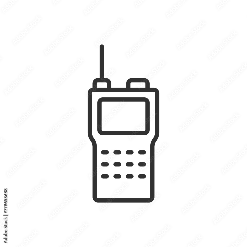 Walkie-talkie, linear icon. handheld transceiver. Line with editable stroke Walkie-talkie, linear icon. handheld transceiver. Line with editable stroke