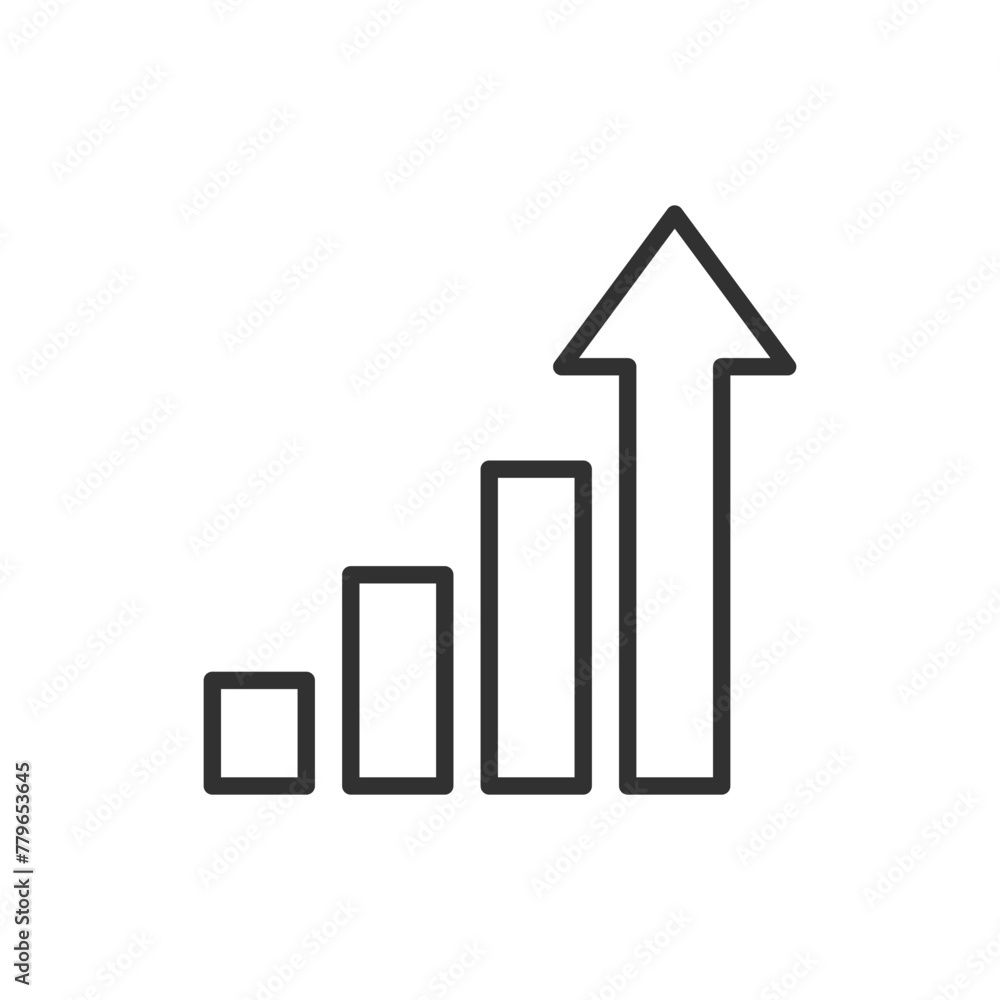 Upward growth chart with an arrow, linear icon. Line with editable stroke Upward growth chart with an arrow, linear icon. Line with editable stroke