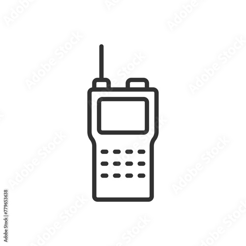 Walkie-talkie, linear icon. handheld transceiver. Line with editable stroke