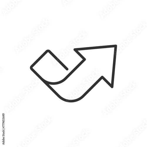 Bottom up arrow, linear icon. U-turn. Line with editable stroke