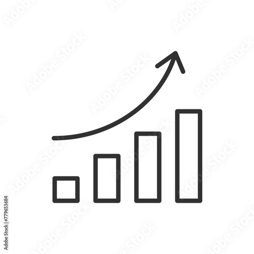 Growth chart and up arrow, linear icon. Line with editable stroke
