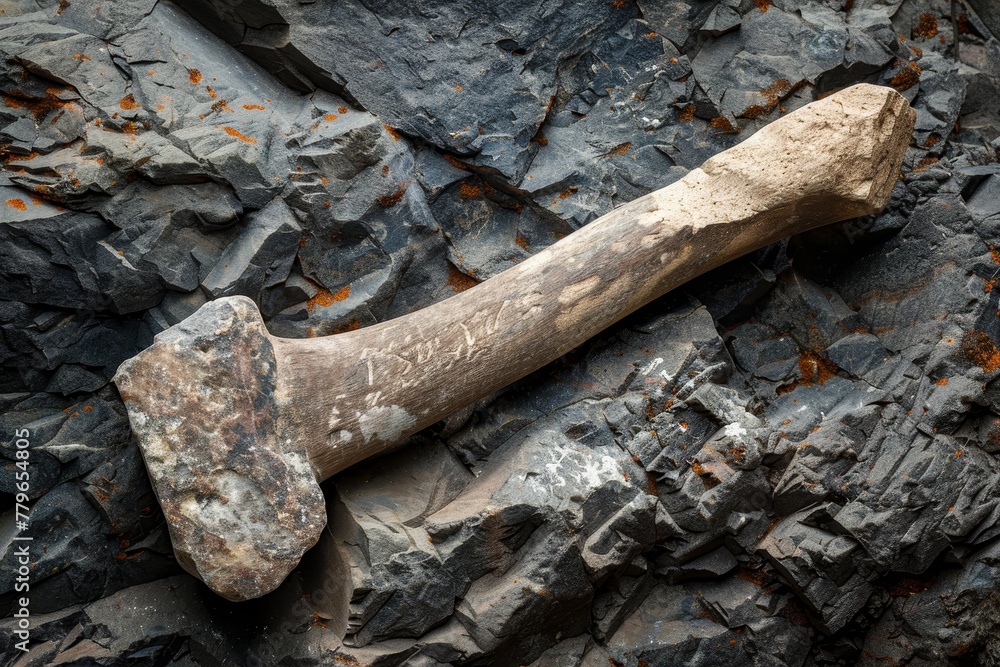 Stone hand ax from ancient Paleolithic era Stone hand ax from ancient Paleolithic era