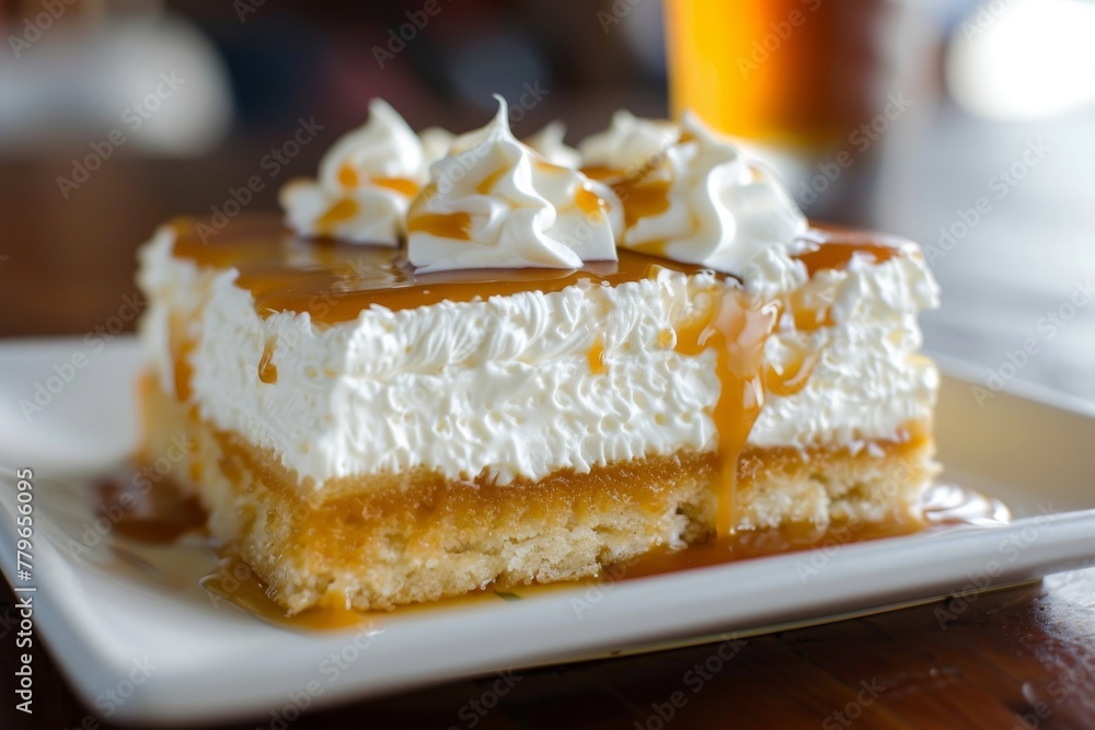 Three milk cake with caramelized cream topping Three milk cake with caramelized cream topping