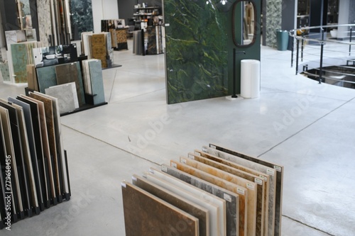 Kitchen bathroom tiles showroom display of new tiling option for floors and walls for home building improvement works